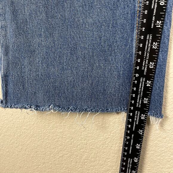 Zara High Waist Culottes Jeans Blue Size 4 Raw Hem Medium Wash Cotton Casual - Picture 11 of 13